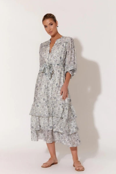 Adorne Label Jenna Frilled Hem Print Dress