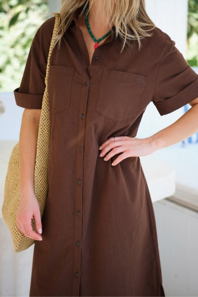Hanna Midi Shirt Dress | Chocolate