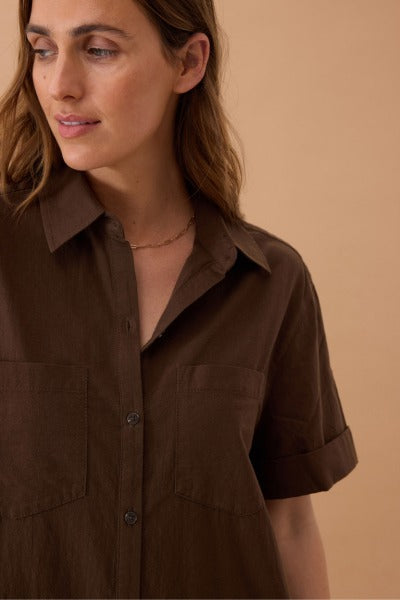 Hanna Midi Shirt Dress | Chocolate