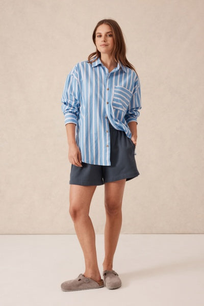 Oversized Shirt | Blue White Red Stripe