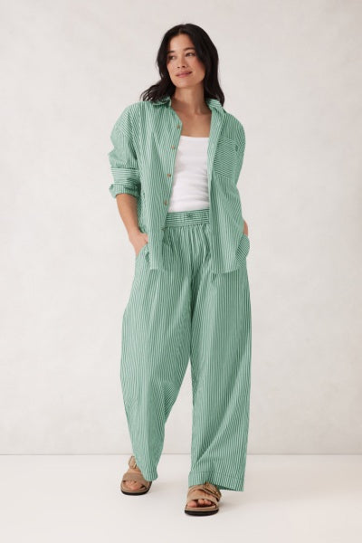 Peta Oversized Shirt | Kelly Green White Stripe