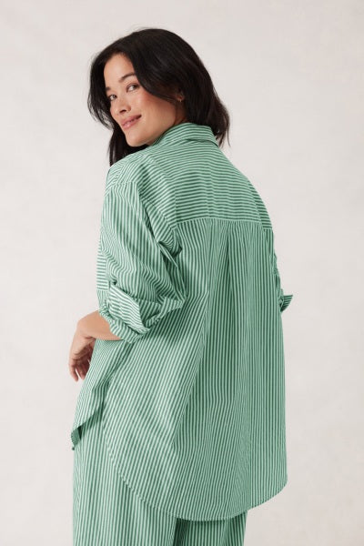 Peta Oversized Shirt | Kelly Green White Stripe