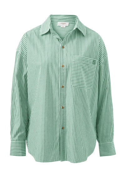 Peta Oversized Shirt | Kelly Green White Stripe