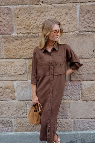 Rae Long Sleeve Midi Dress | Chocolate  Energie Spirit