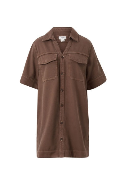 Relaxed Shirt Dress | Mocha Twill