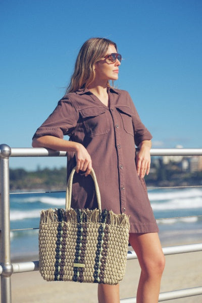 Relaxed Shirt Dress | Mocha Twill