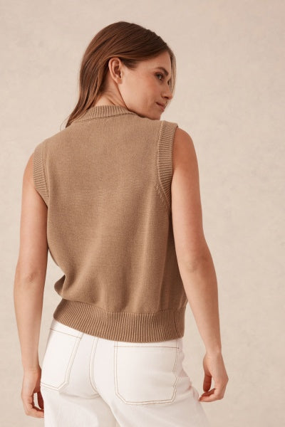 Sleeveless Knit Cardi | Taupe