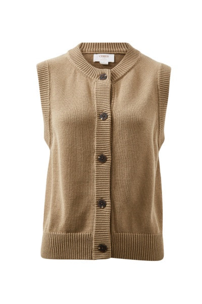 Sleeveless Knit Cardi | Taupe