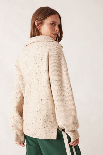 Slouchy Zip Knit | Cream Nep