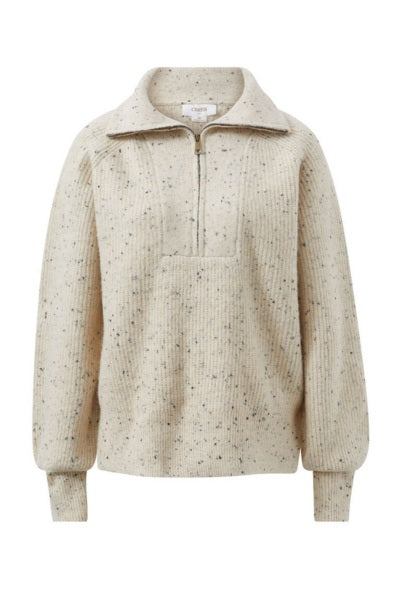 Slouchy Zip Knit | Cream Nep