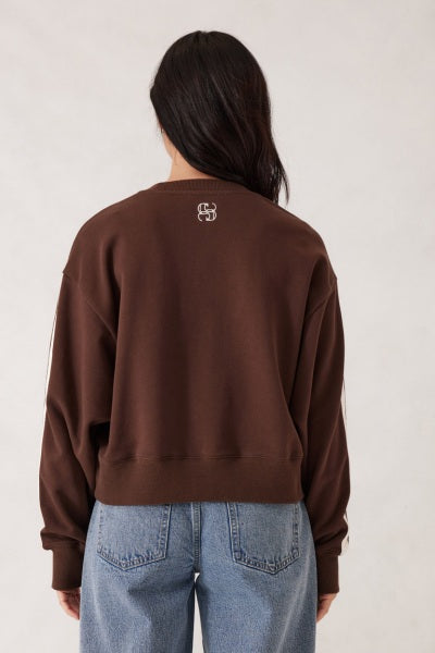 Sporty Slouchy Crew | Chocolate Side Stripe