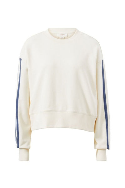 Sporty Slouchy Crew | Winter White Side Stripe