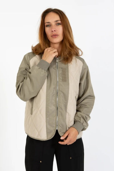Quilted Bomber Jacket - Army Mix