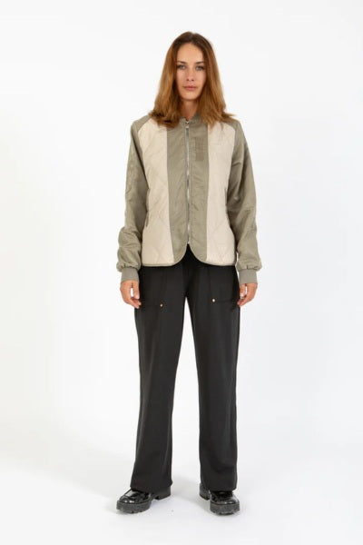 Quilted Bomber Jacket - Army Mix