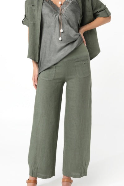 Elizabeth Scott Linen Pant | Summer Olive