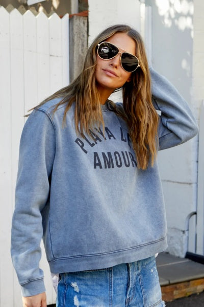Faded Grey Playa Del Amour Sweat