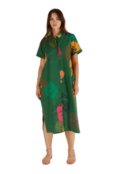 Florent Buttoned Midi Dress |Green