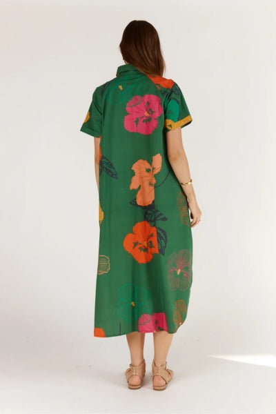 Florent Buttoned Midi Dress |Green