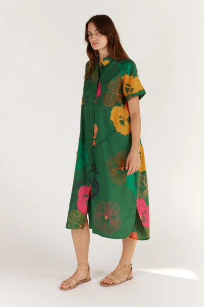 Florent Buttoned Midi Dress |Green