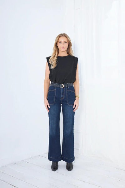 Jayne Wide Leg Jean | Dark Indigo