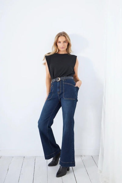 Jayne Wide Leg Jean | Dark Indigo