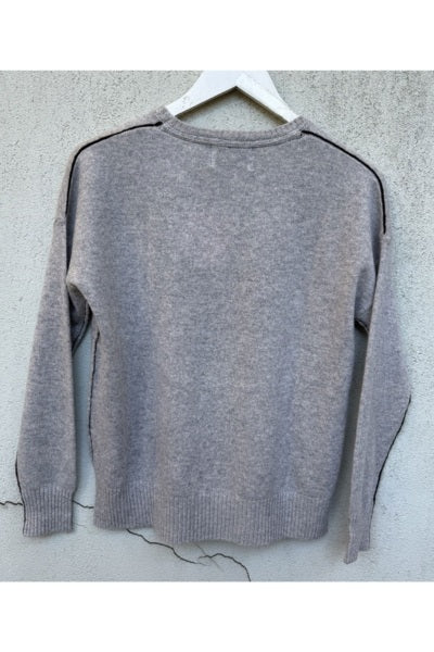 100% Cashmere – Frenchie Knit – Black & Grey Marle