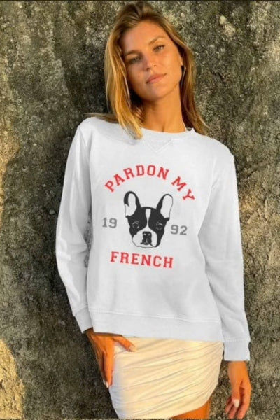 Pardon My French Sweatshirt - White