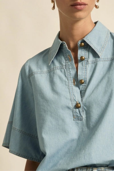 Insinuate Top | Light Chambray