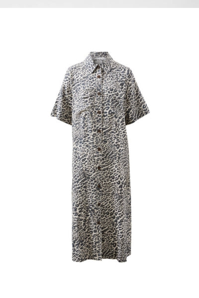 Ava Short Sleeve Midi Dress | Leopard Print