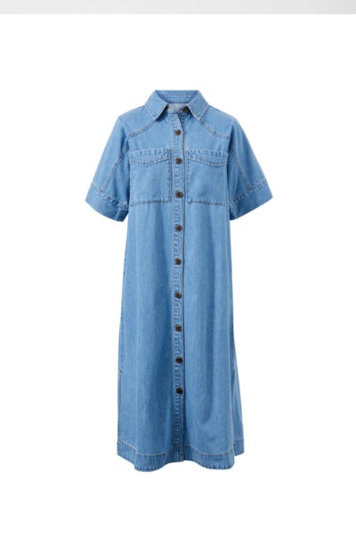 Ava Short Sleeve Midi Dress | Vintage Blue