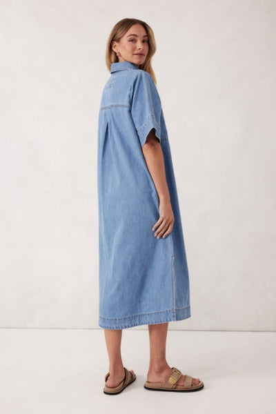 Ava Short Sleeve Midi Dress | Vintage Blue