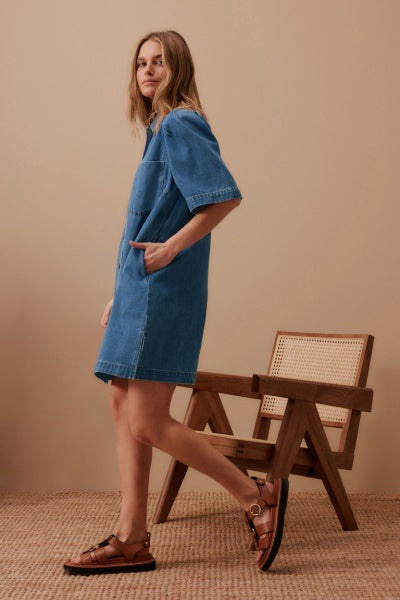 Dylan Please Sleeve Boxy Dress | Fresh Indigo