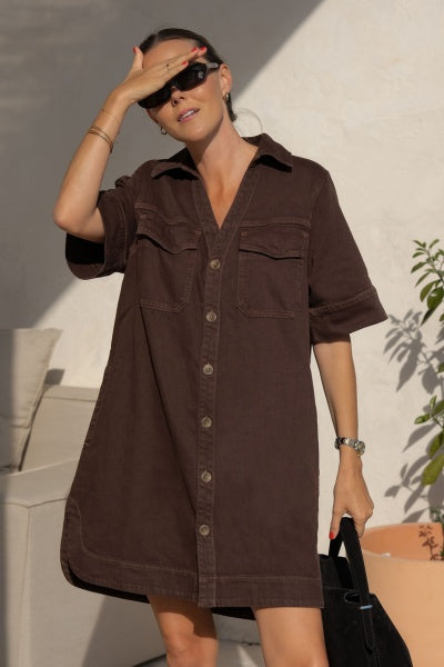 Sammy Relaxed Shirt Dress | Chocolate
