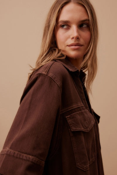 Sammy Relaxed Shirt Dress | Chocolate