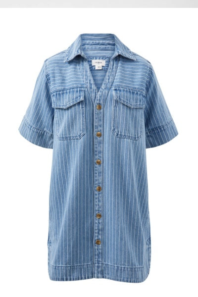 Sammy Relaxed Shirt Dress | Indigo Stripe