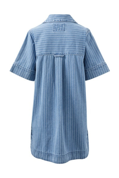 Sammy Relaxed Shirt Dress | Indigo Stripe