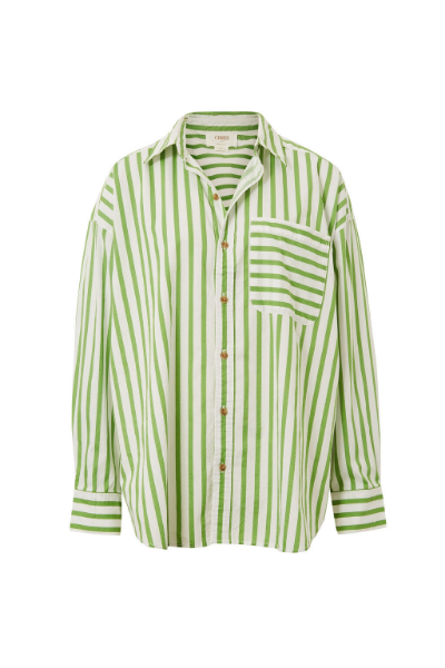 Oversized Poplin Shirt – Splash Green White Strip