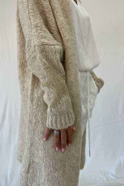 Long Cardi c Gold Star - Panna