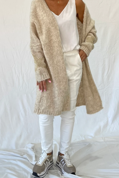 Long Cardi c Gold Star - Panna