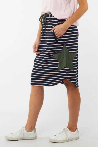 Lexi Stripe Skirt - Navy