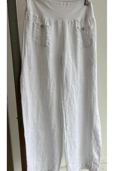 Elizabeth Scott Linen Pant - White