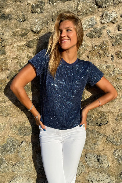 Sequin T-Shirt Navy